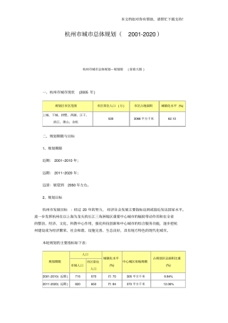 杭州城总体规划20012020
