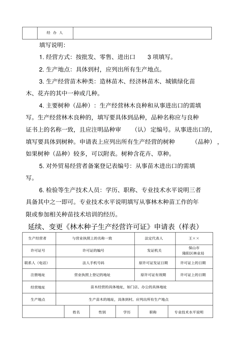 林木种子生产经营许可证申请表样表_第2页