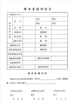 林木采伐证申请书