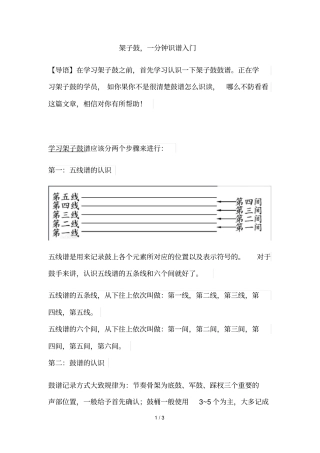 架子鼓,一分钟识谱入门