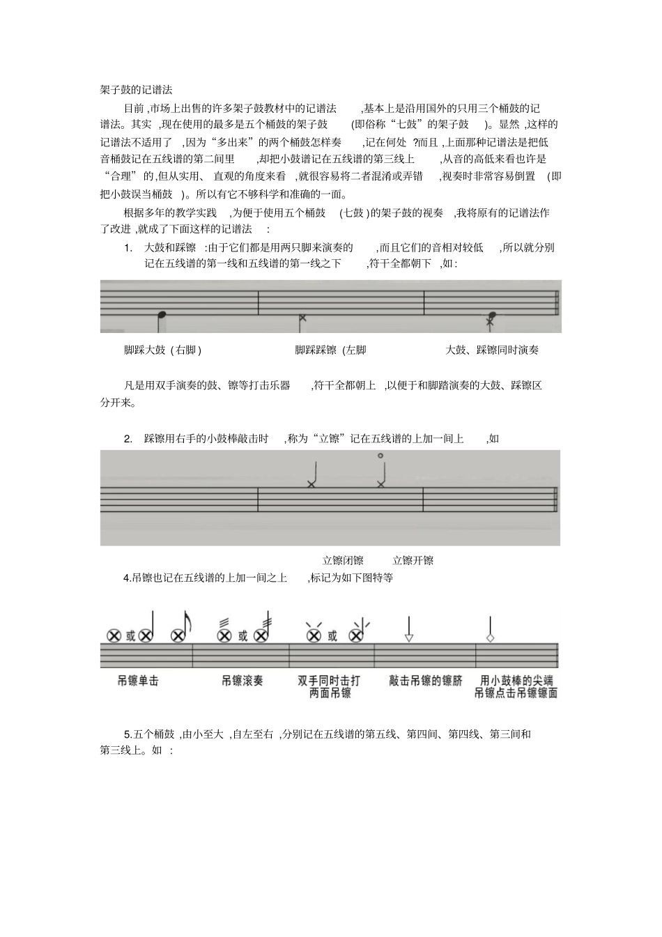 架子鼓的记谱说明_第1页