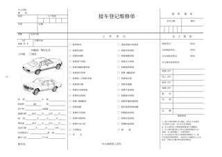某4s汽车美容店接车维修单
