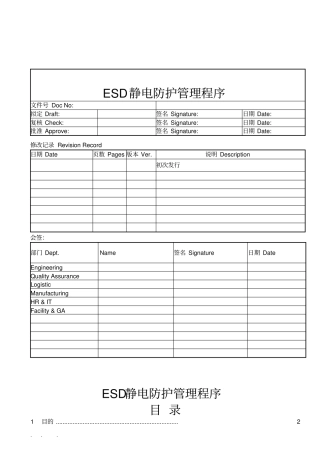 某ESD静电防护管理程序文件