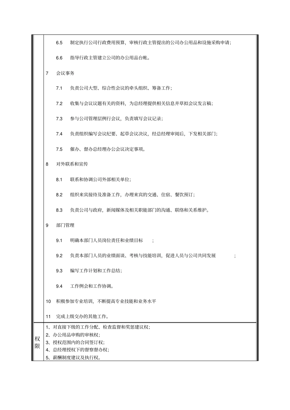 某中型制造业行政人事部经理岗位说明书_第3页