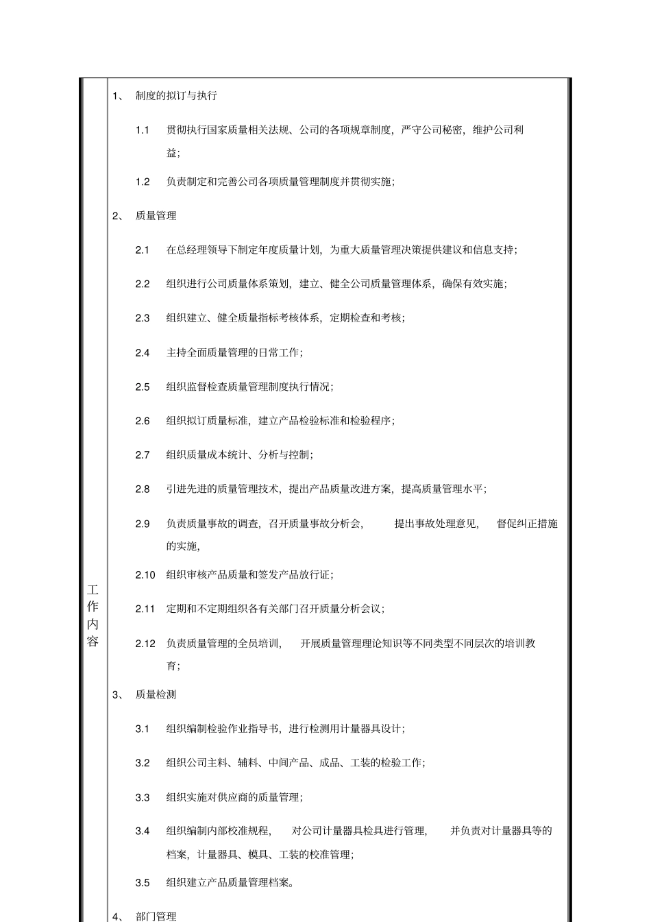某中型制造业质量管理部经理岗位说明书_第2页