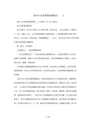 某中小企业管理诊断报告上