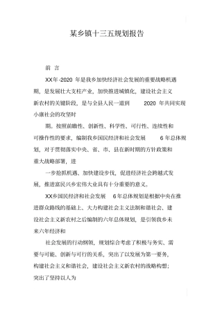 某乡镇十三五规划报告