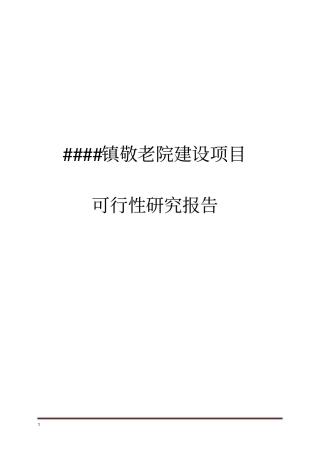 某乡镇敬老院建设项目投资可行性报告