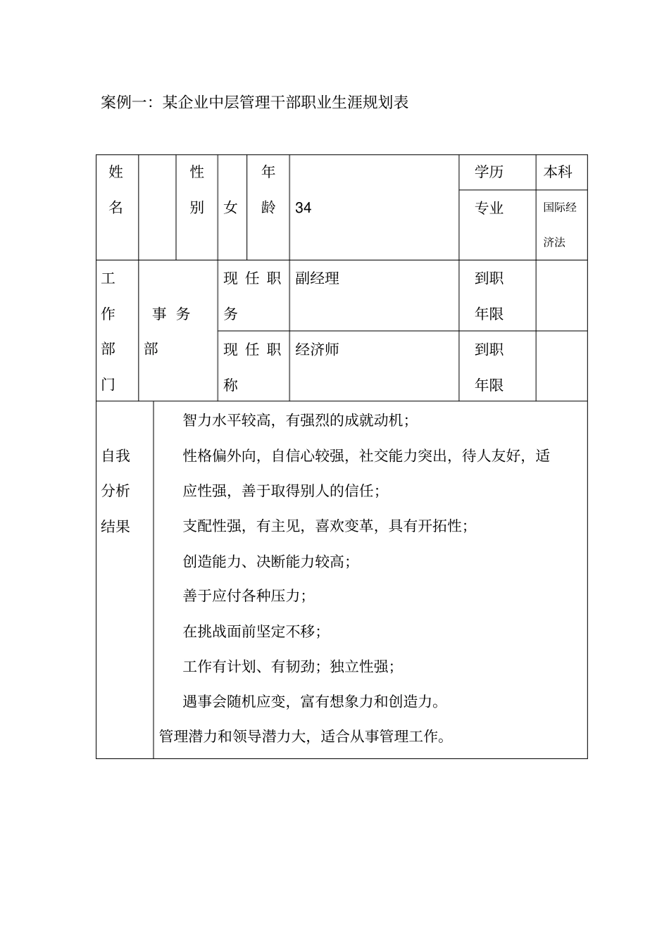某企业中层干部职业生涯规划表_第1页