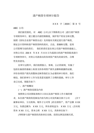 某企业清产核资专项审计报告