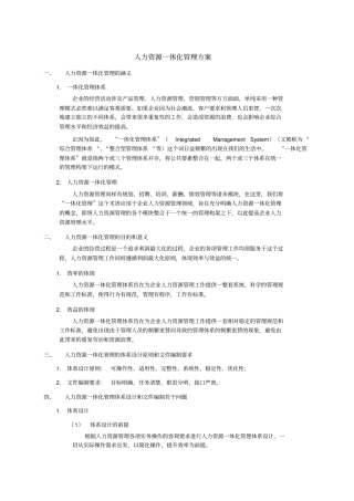某公司人力资源一体化管理方案