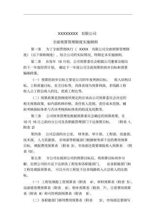 某公司全面预算管理制度实施细则