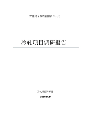 某公司冷轧项目调研报告