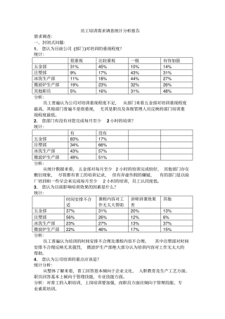 某公司员工培训需求调查分析统计