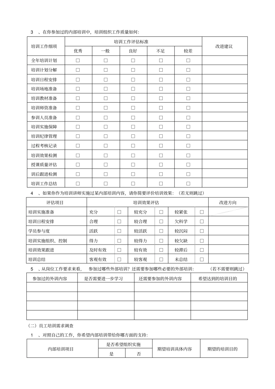 某公司员工培训需求调查问卷_第2页