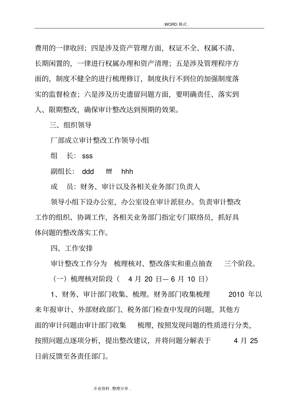 某公司审计整改工作实施计划方案_第2页