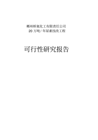 某公司尿素技改工程可行性研究报告