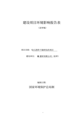 某公司电石渣综合利用项目报告表