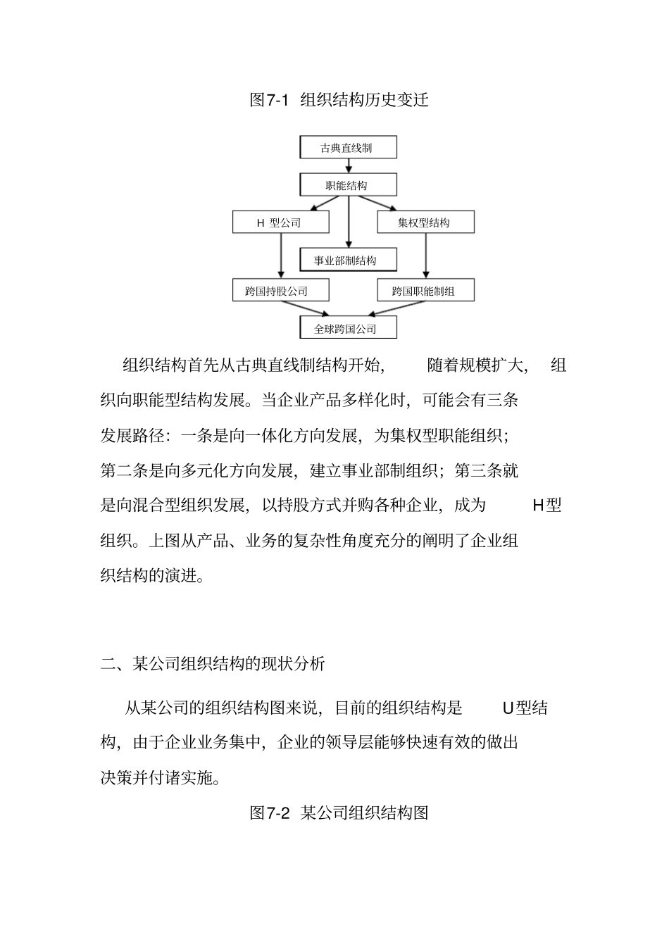 某公司组织结构的现状分析与变迁模式_第2页