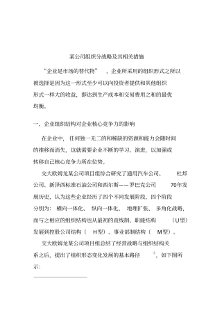 某公司组织结构的现状分析与变迁模式