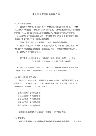 某公司薪酬调整建议方案