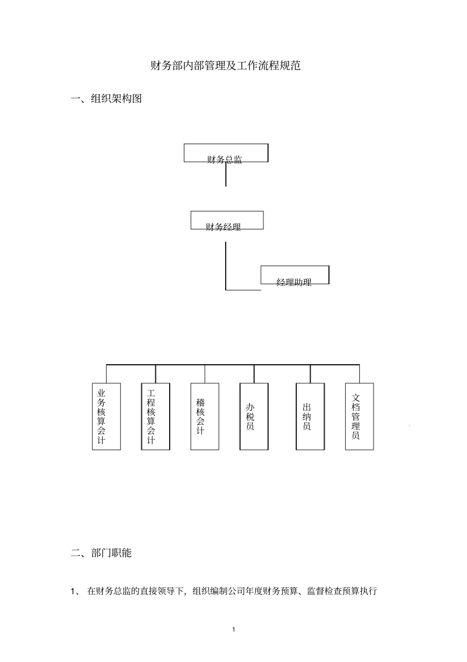 某公司财务部内部管理及工作流程规范_第1页