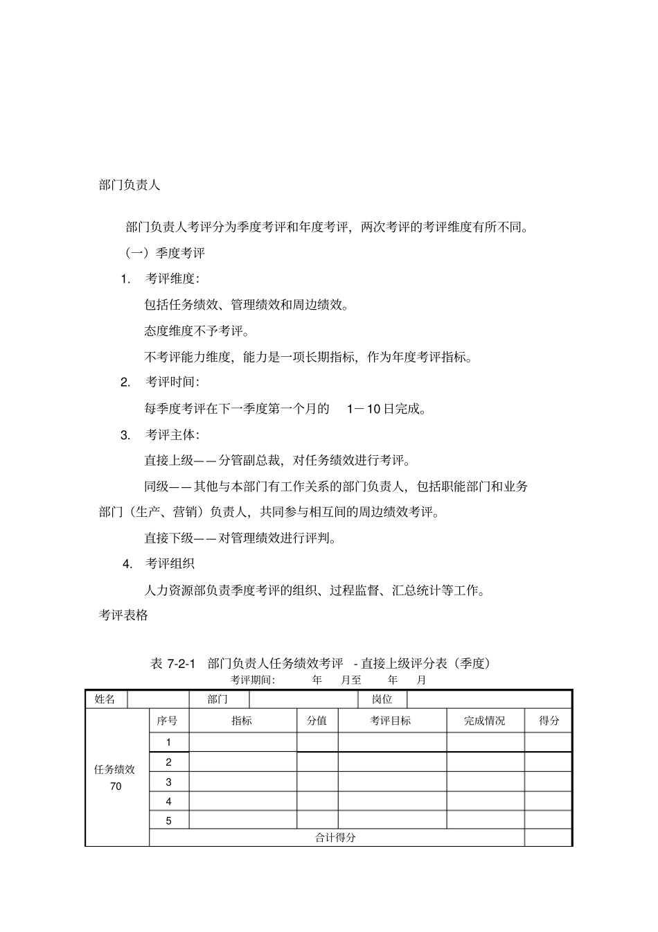 某公司部门负责人考评_第1页