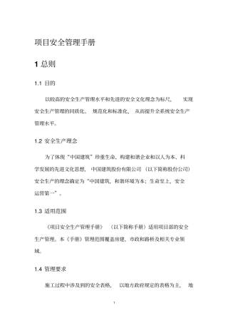 某公司项目安全生产管理手册