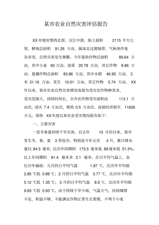 某农业自然灾害评价报告
