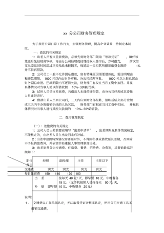 某分公司财务管理细则