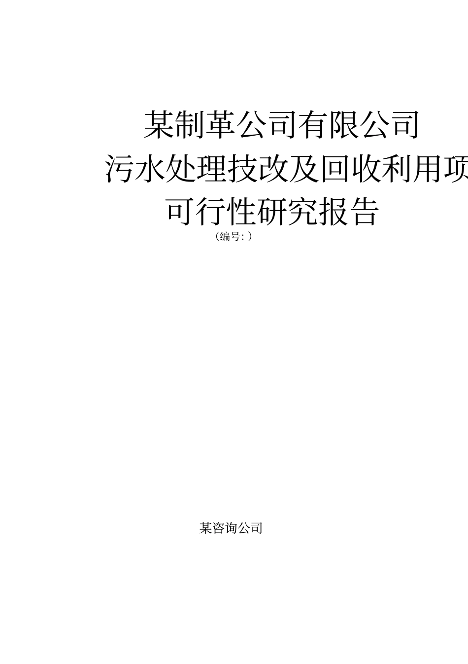 某制革公司有限公司污水处理技改及回收利用项目可行性研究报告_第1页