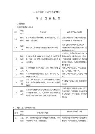 某化工有限公司气瓶充装站综合自查报告
