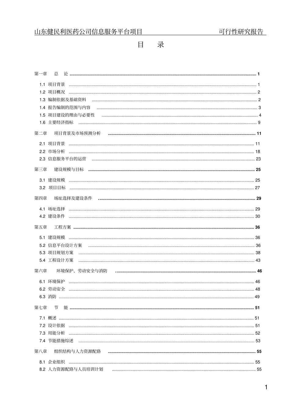 某医药公司医药信息服务平台项目可行性研究报告_第1页
