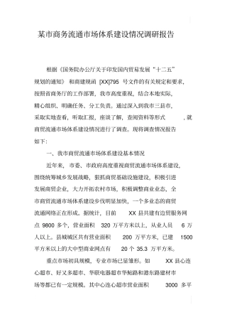 某商务流通场体系建设情况调研报告