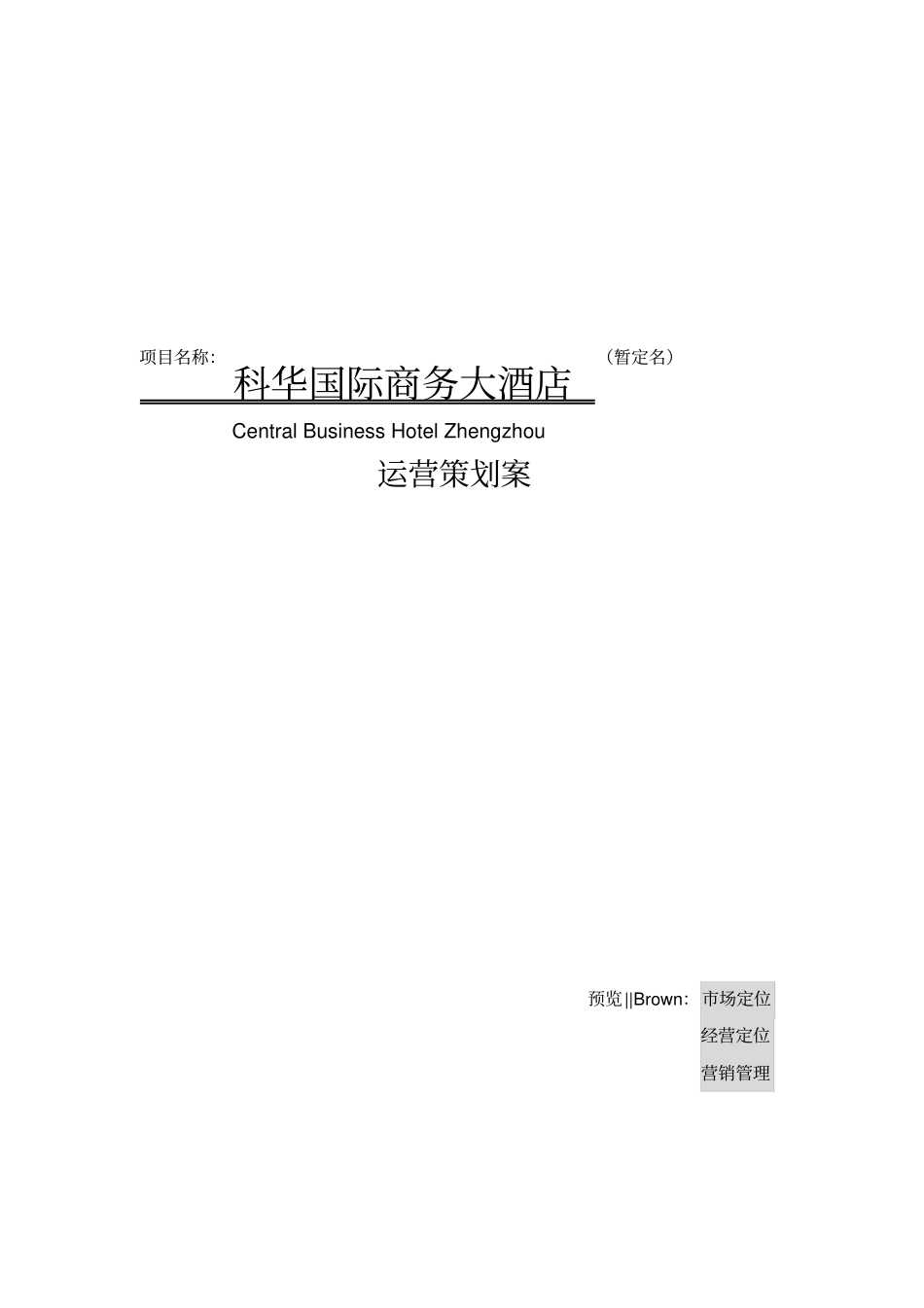 某国际商务大酒店运营策划方案_第1页