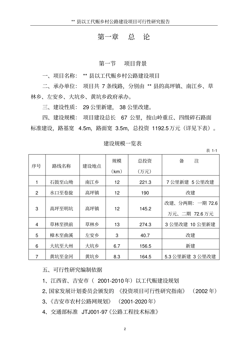 某地以工代赈乡村公路项目可行性研究报告_第2页