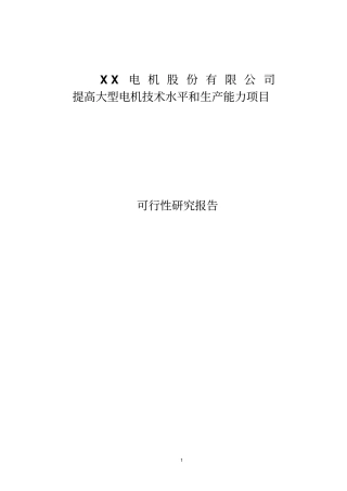 某地提高大型电机技术水平和生产能力项目可行性研究报告