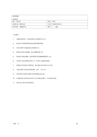 某娱乐部各个岗位职责