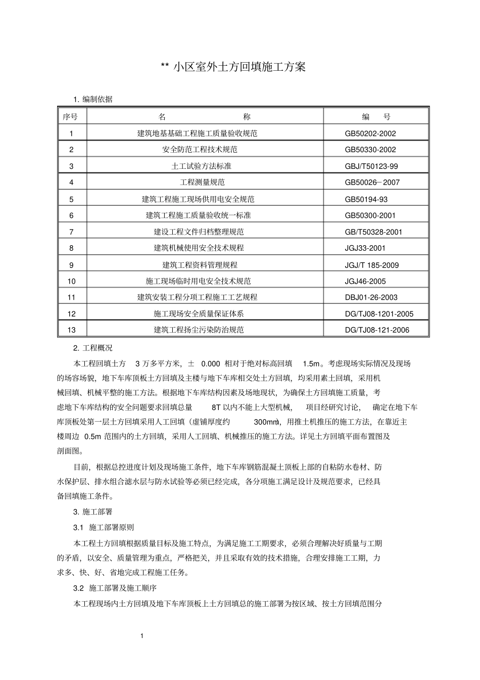 某小区室外土方回填施工方案_第1页