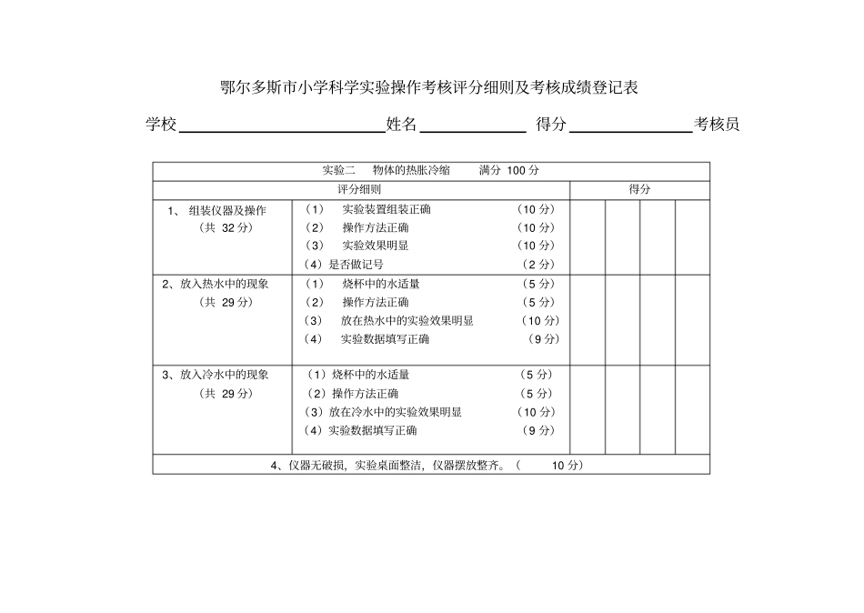 某小学科学试验操作考核评分细则与成绩登记表_第2页