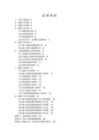某工业厂房工程监理规划整理