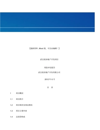 某房地产开发项目风险评价报告