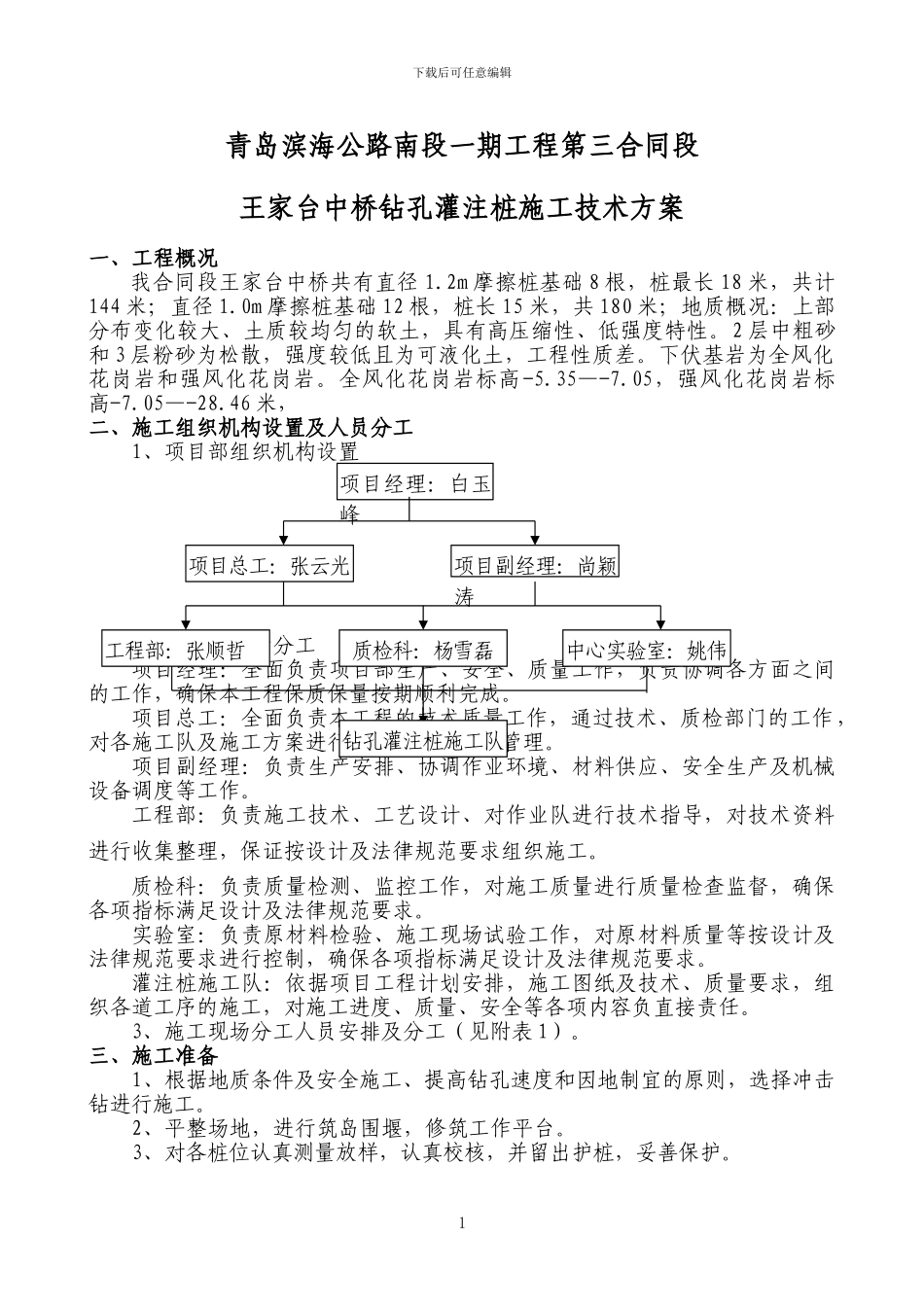灌注桩王家台施工方案_第1页