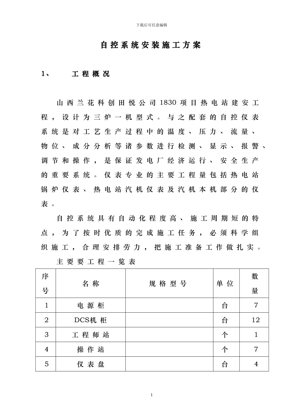 热控施工方案_第1页