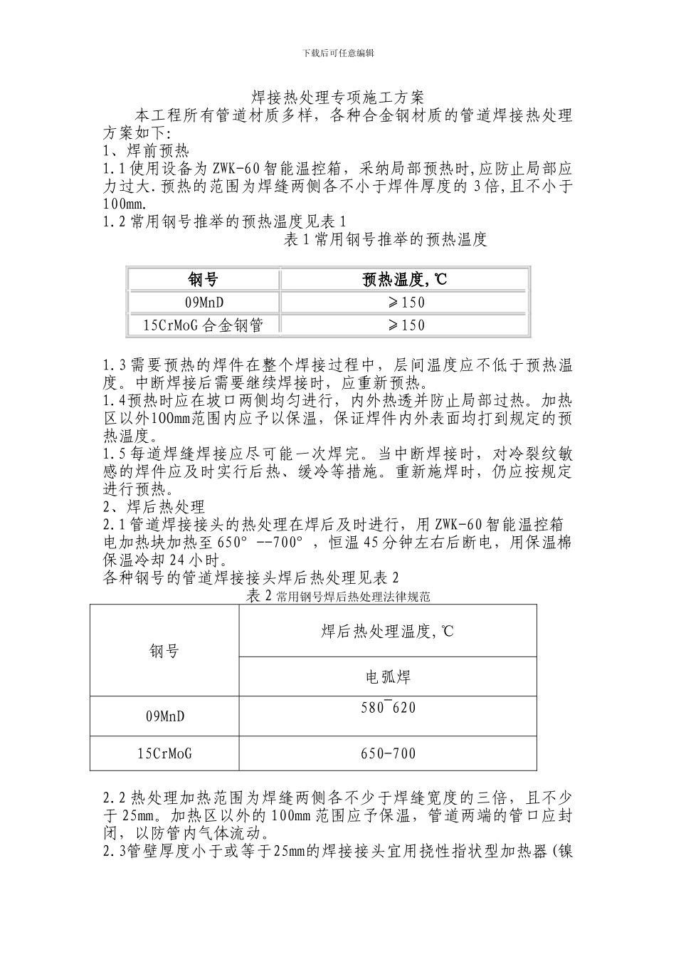 焊接热处理专项施工方案_第1页