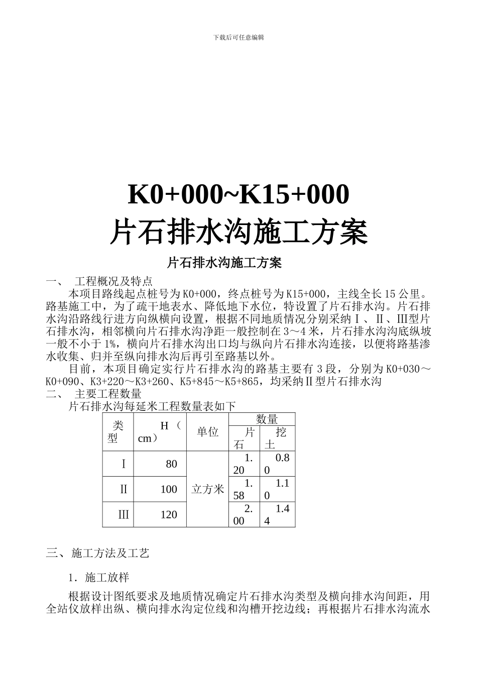片石排水沟施工方案_第1页