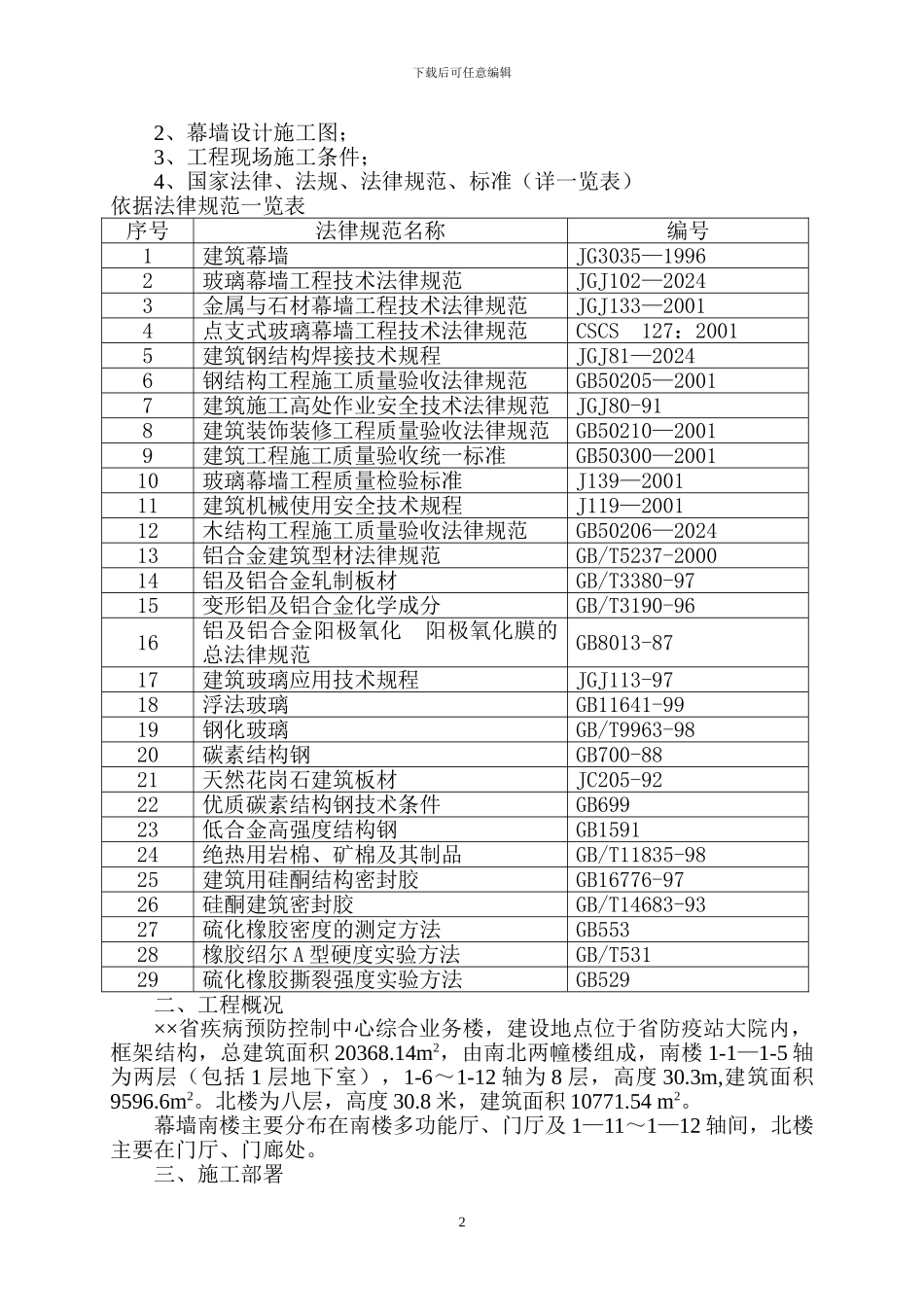 玻璃幕墙工程专项施工方案之一_第2页