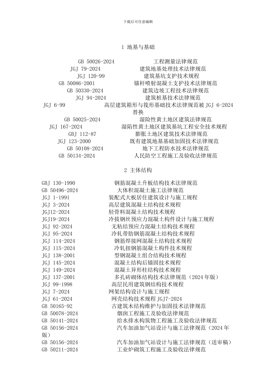 现行建筑施工规范目录_第2页