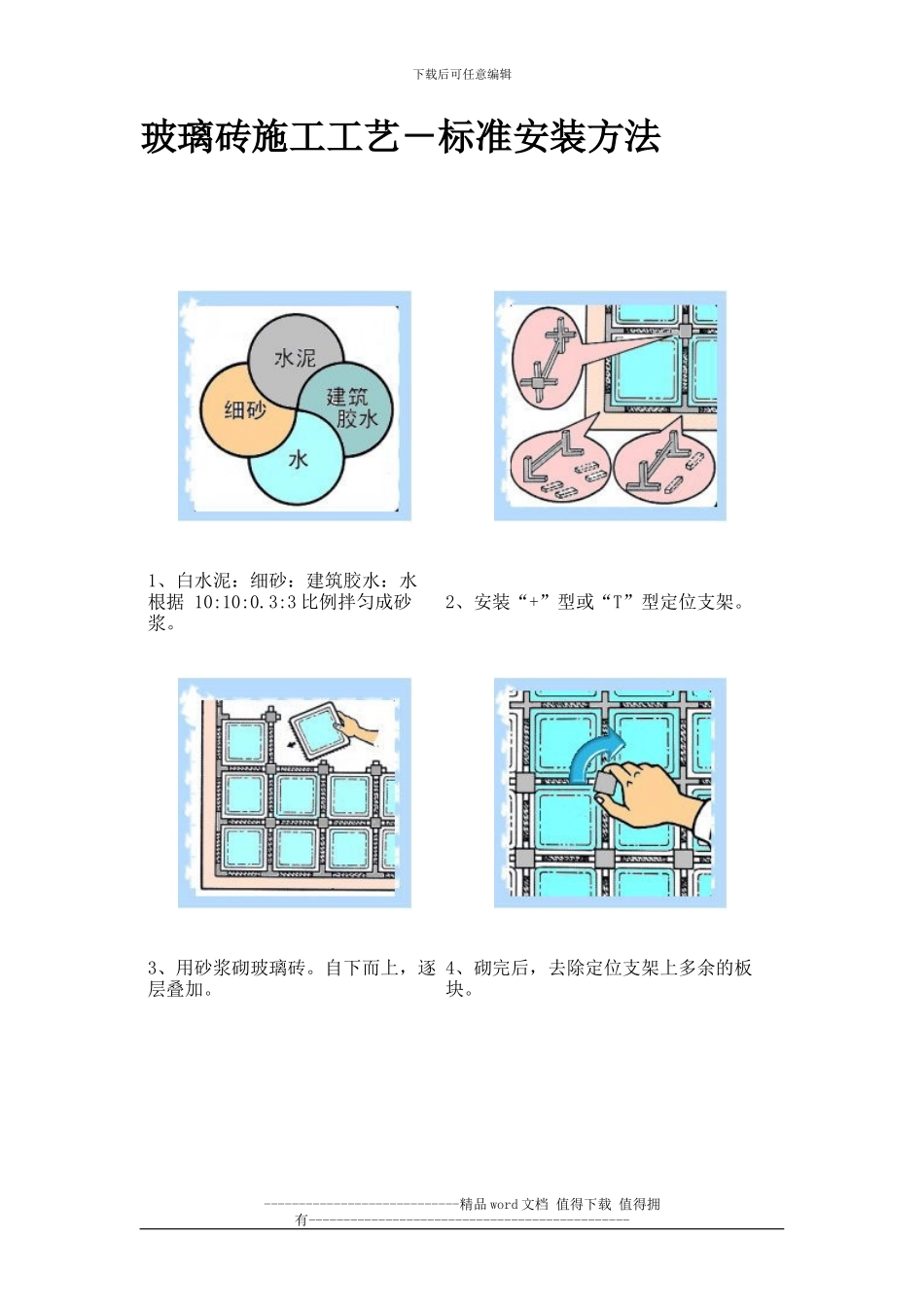 玻璃砖施工工艺-标准安装方法_第1页