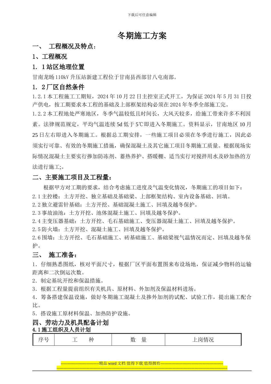 甘南110KV升压站施工组织设计_第1页